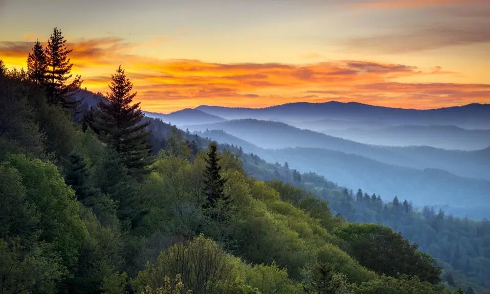 Sunrise over the Blue Ridge Mountains of Western North Carolina