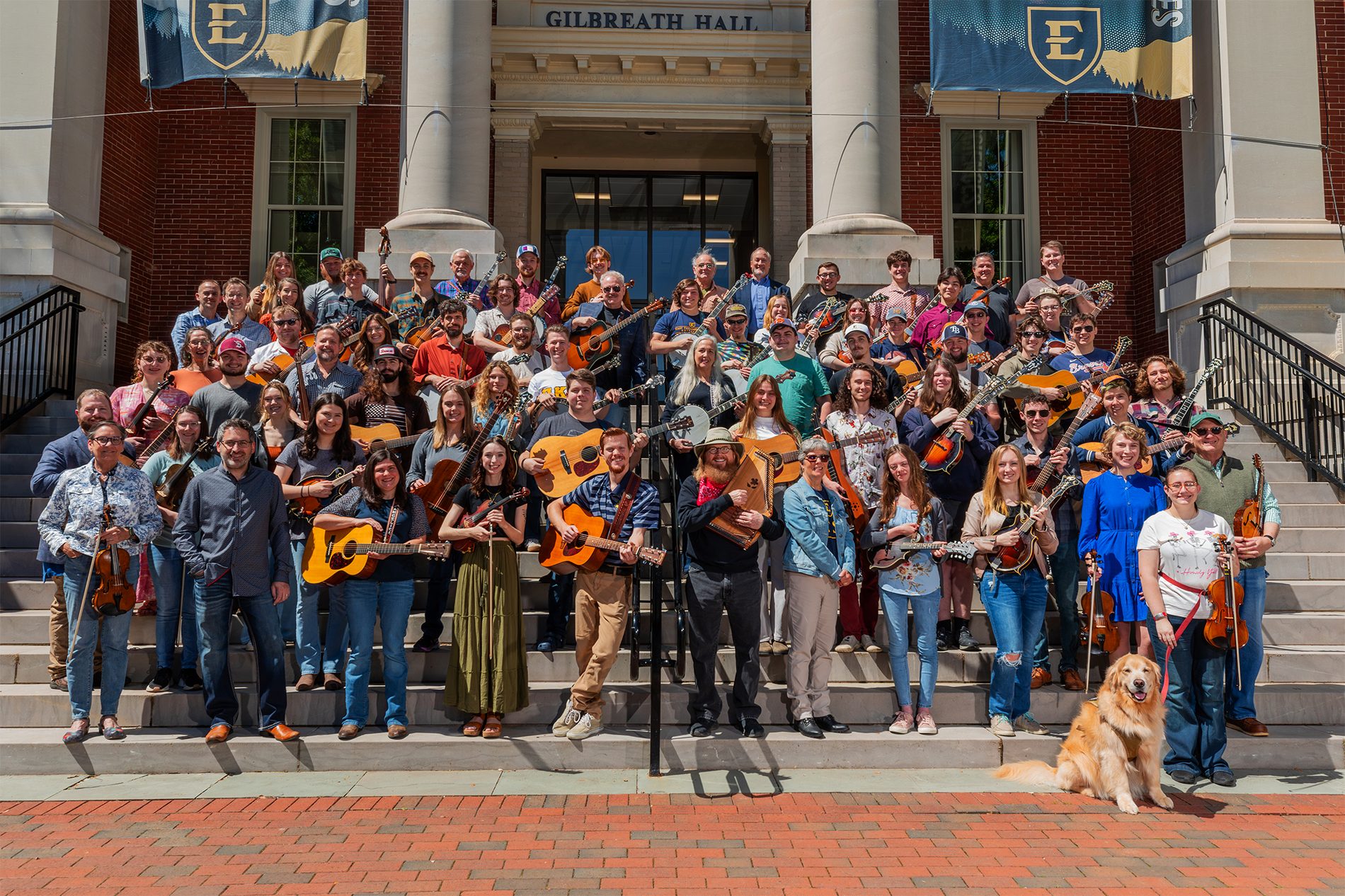 Students in the ETSU Bluegrass, Old-Time, and Roots Music program performing at Gilbreath Hall